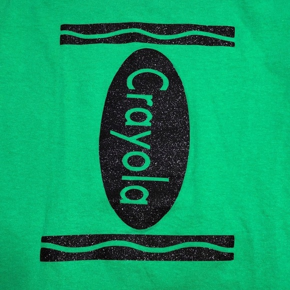 Gildan Crayola Green Short Sleeve Crew Neck T-shirt with Graphic Design Size M - Picture 5 of 7